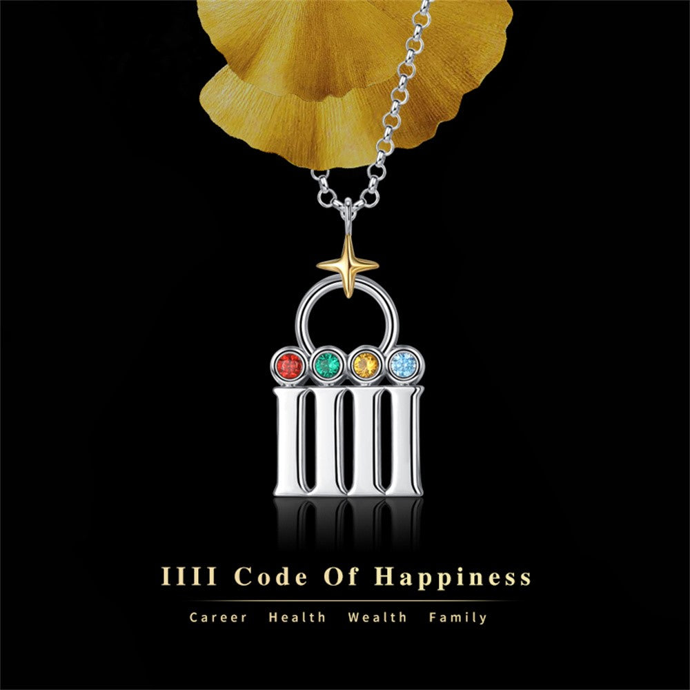 YISIXICI XL13140004 Code Of Happiness Necklace S925 Silver Neck Jewelry Birthday Gift for Girlfriend