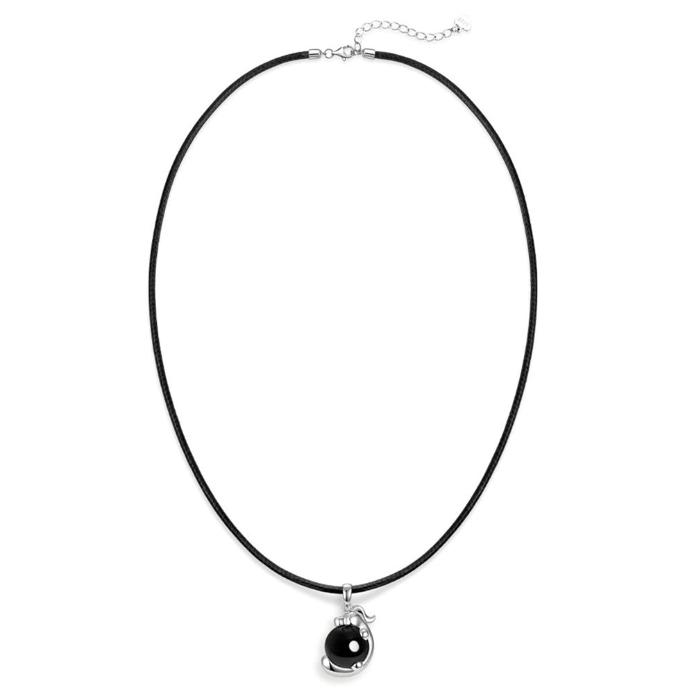 YISIXICI XL13140060 Men's Black Agate Necklace Chinese Dragon Hug Pearl Neck Jewelry Birthday Gift