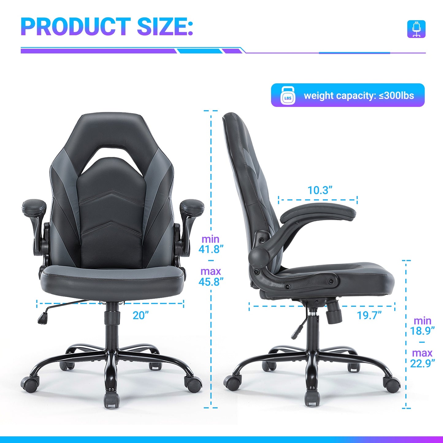 Ergonomischer Gaming- & Bürostuhl aus PU-Leder mit Drehfunktion und komfortabler Lendenwirbelstütze