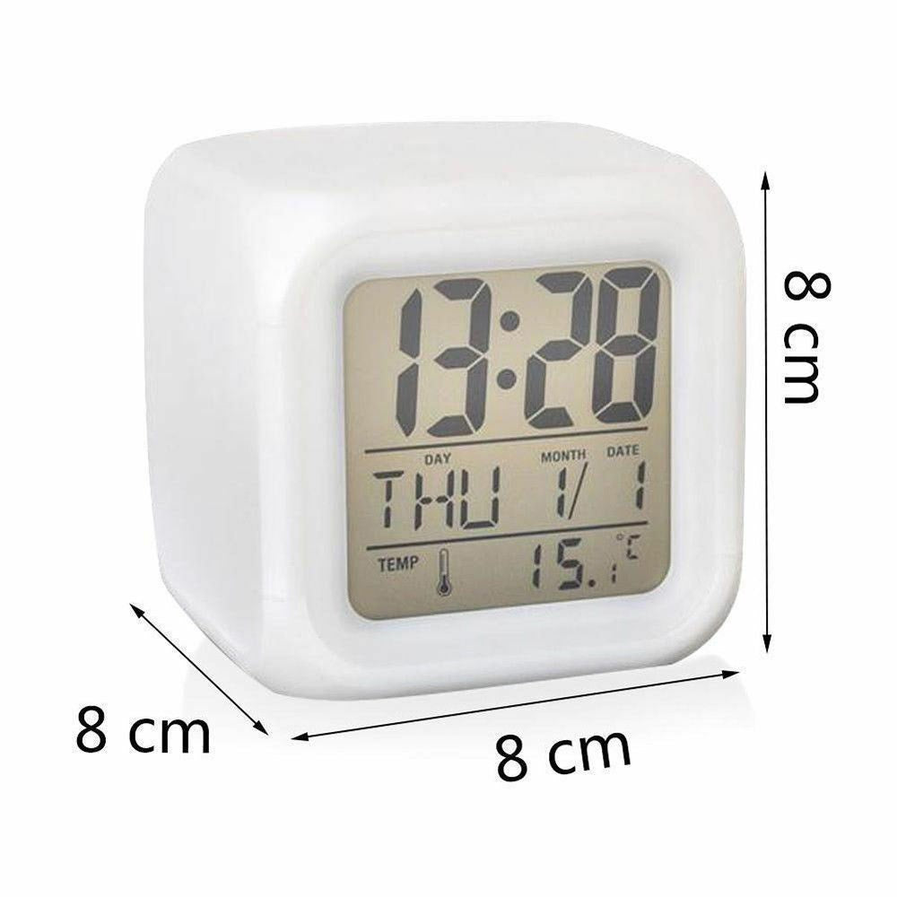 Colorful Night Light Alarm Clock with Temperature Display 7 Color Changing LED