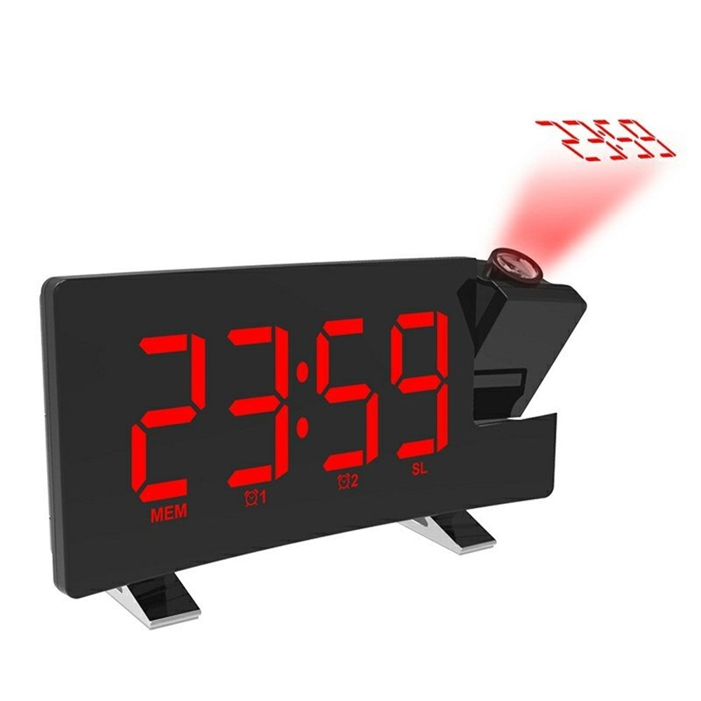 Projection Alarm Clock with FM Radio USB Charge LED Digital Dual Alarm Clock for Bedroom