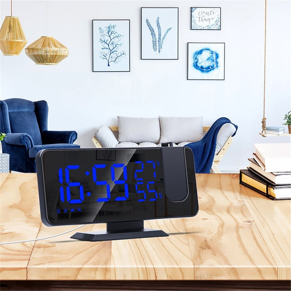 Digital Alarm Clock Large LED Display Temperature Humidity FM Radio Mirror Desk Clock