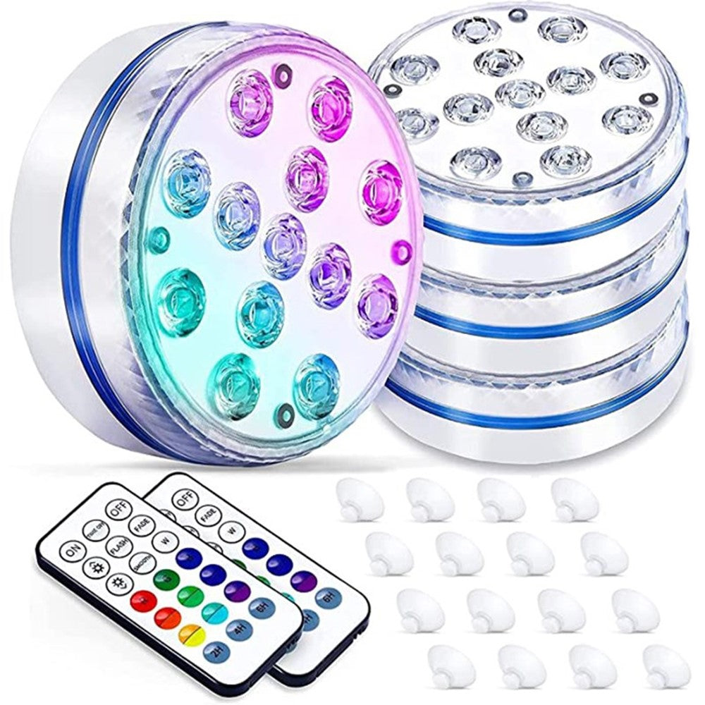 Submersible LED Light 16 RGB Lighting Modes Timer Remote Control Pool Light