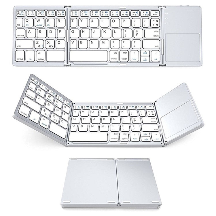 Wireless Bluetooth-Compatible Keyboard Mini Tri-Fold Keyboard with Touchpad for Tablet Phone Computer