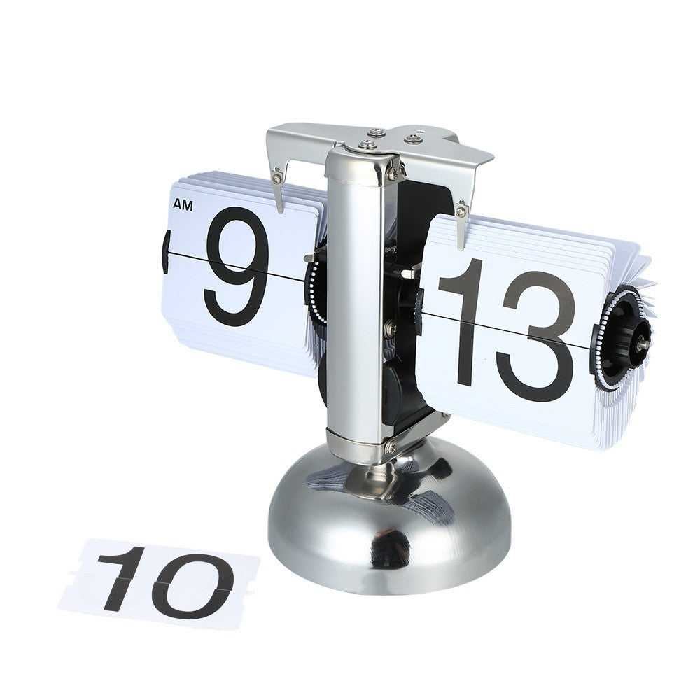 Flip Desk Clock Quiet Small Scale Table Clock Retro Style Digital Display Gear Operated Home Office Decor Quartz Clock