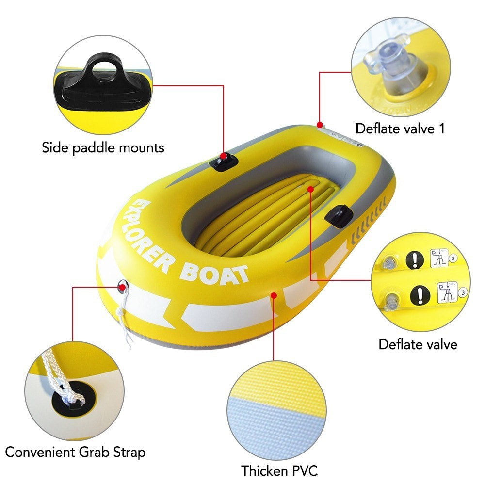 Inflatable Boat Fishing Boat with Double Valve for One Adult and One Child Summer Fun Boat Canoe Kayak