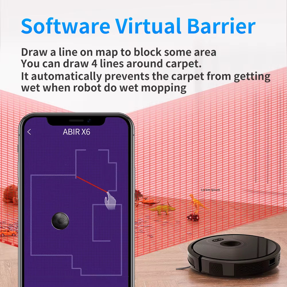 Robot Vacuum Cleaner X6 ,Visual Navigation,App Virtual Barrier,6000Pa Suction,Smart Home Mop,Floor Carpet Washing Tool