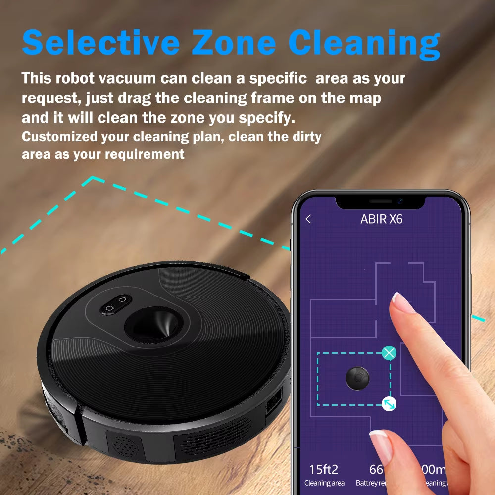 Robot Vacuum Cleaner X6 ,Visual Navigation,App Virtual Barrier,6000Pa Suction,Smart Home Mop,Floor Carpet Washing Tool