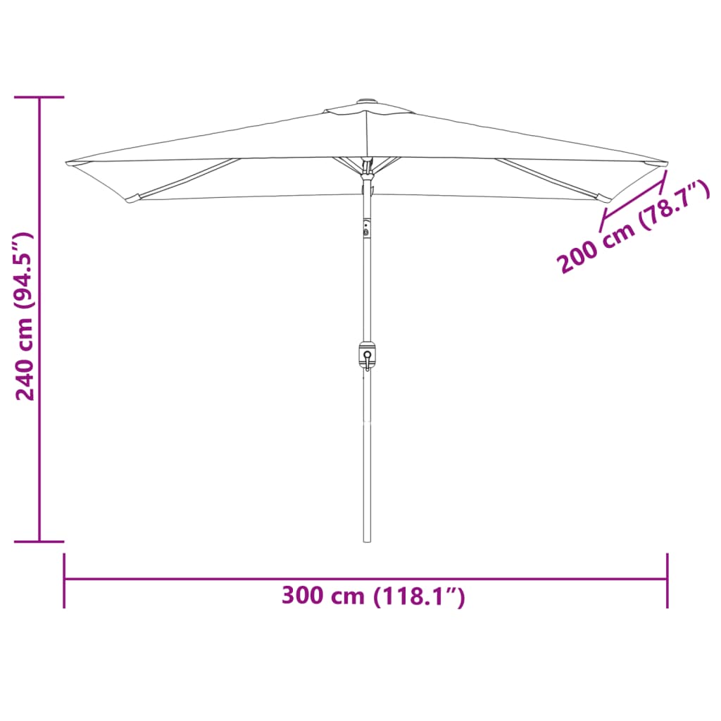 vidaXL Sonnenschirm 200 x 300 cm Sandweiß Rechteckig