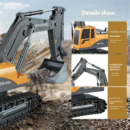 BC1033 6 Channel Alloy RC Excavator Realistic Digging Tracked Engineering Vehicle Children Toy