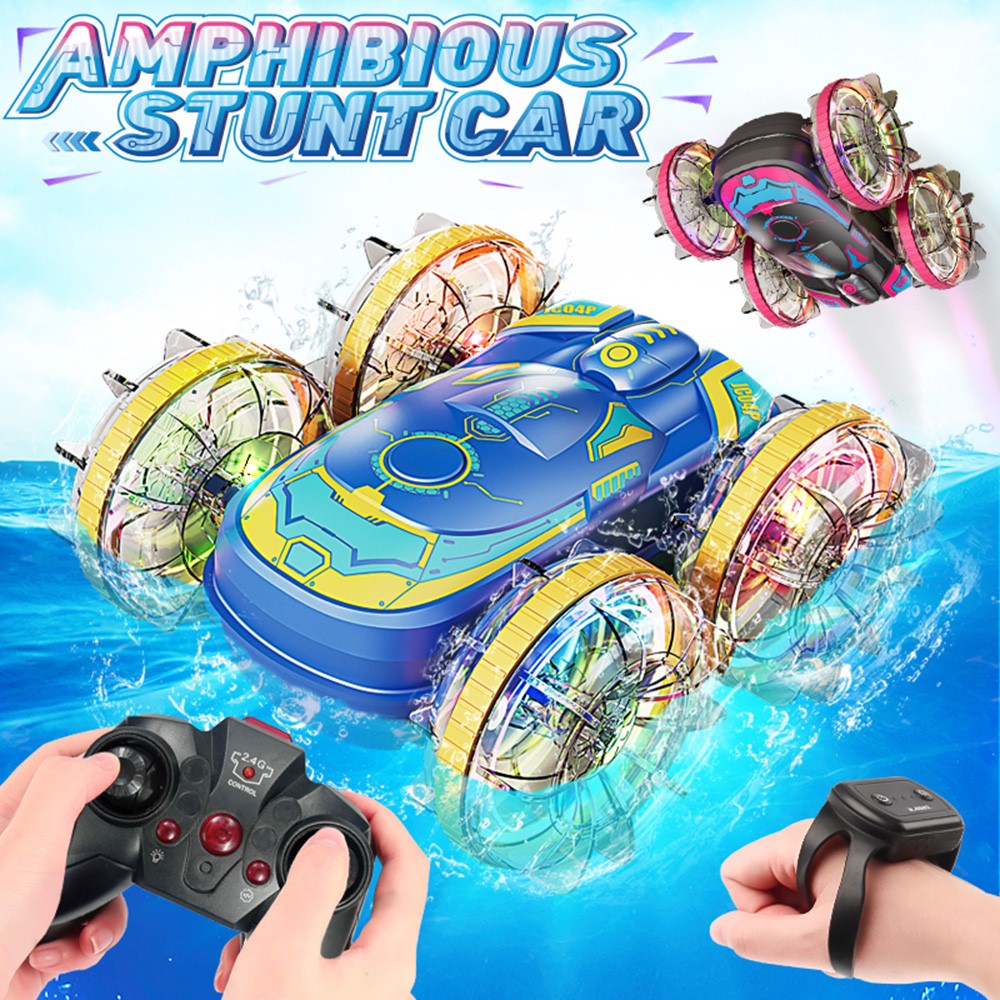 JC04P 2.4G Remote Control 4WD Amphibious Stunt Car Toy Gift with LED Lights, Single Controller (CE / CPC / ASTM / EN71 Certified)