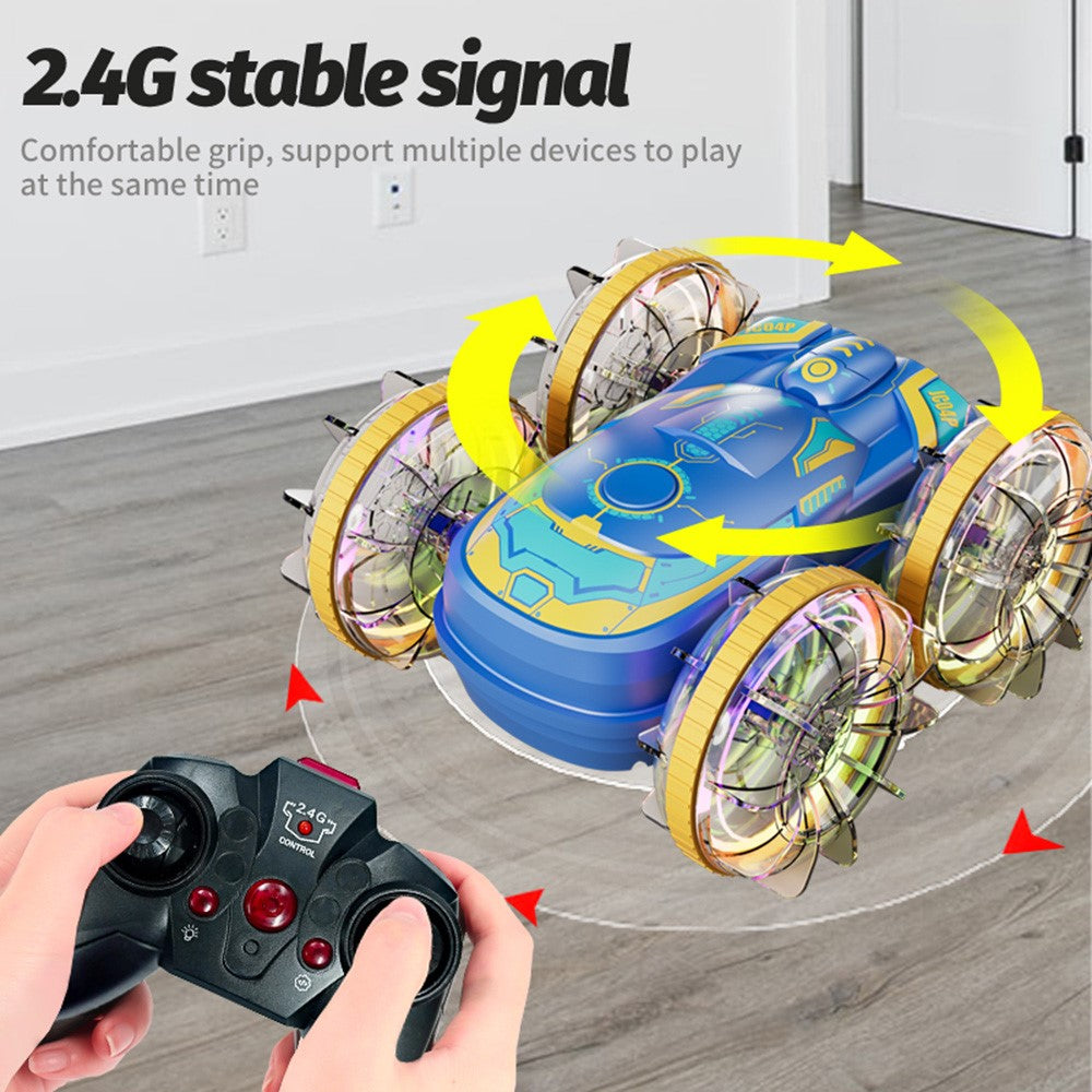 JC04P 2.4G Remote Control 4WD Amphibious Stunt Car Toy Gift with LED Lights, Single Controller (CE / CPC / ASTM / EN71 Certified)