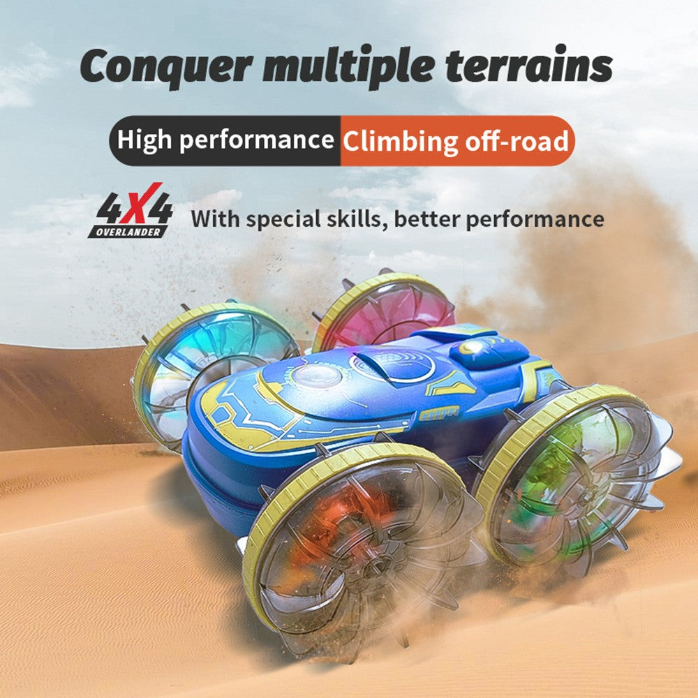 JC04P 2.4G Remote Control 4WD Amphibious Stunt Car Toy Gift with LED Lights, Single Controller (CE / CPC / ASTM / EN71 Certified)