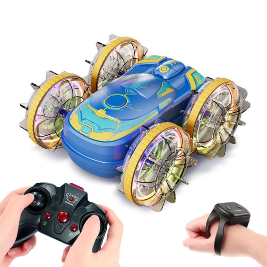 JC04P 2.4G Remote Control 4WD Amphibious Stunt Car Toy Gift with LED Lights, Dual Controller (CE / CPC / ASTM / EN71 Certified)