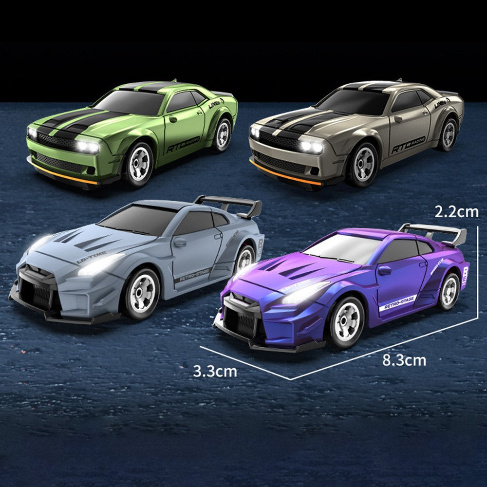 Mini RC Car 1:64 Scale Desktop Drift Car 4WD Remote Control High Speed Plastic Racing Toy