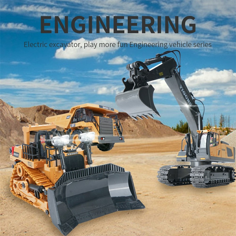 1044 2.4G Remote Control Tracked Excavator 1:20 Scale 11 Channel Construction Vehicle Toy Gift for Kids