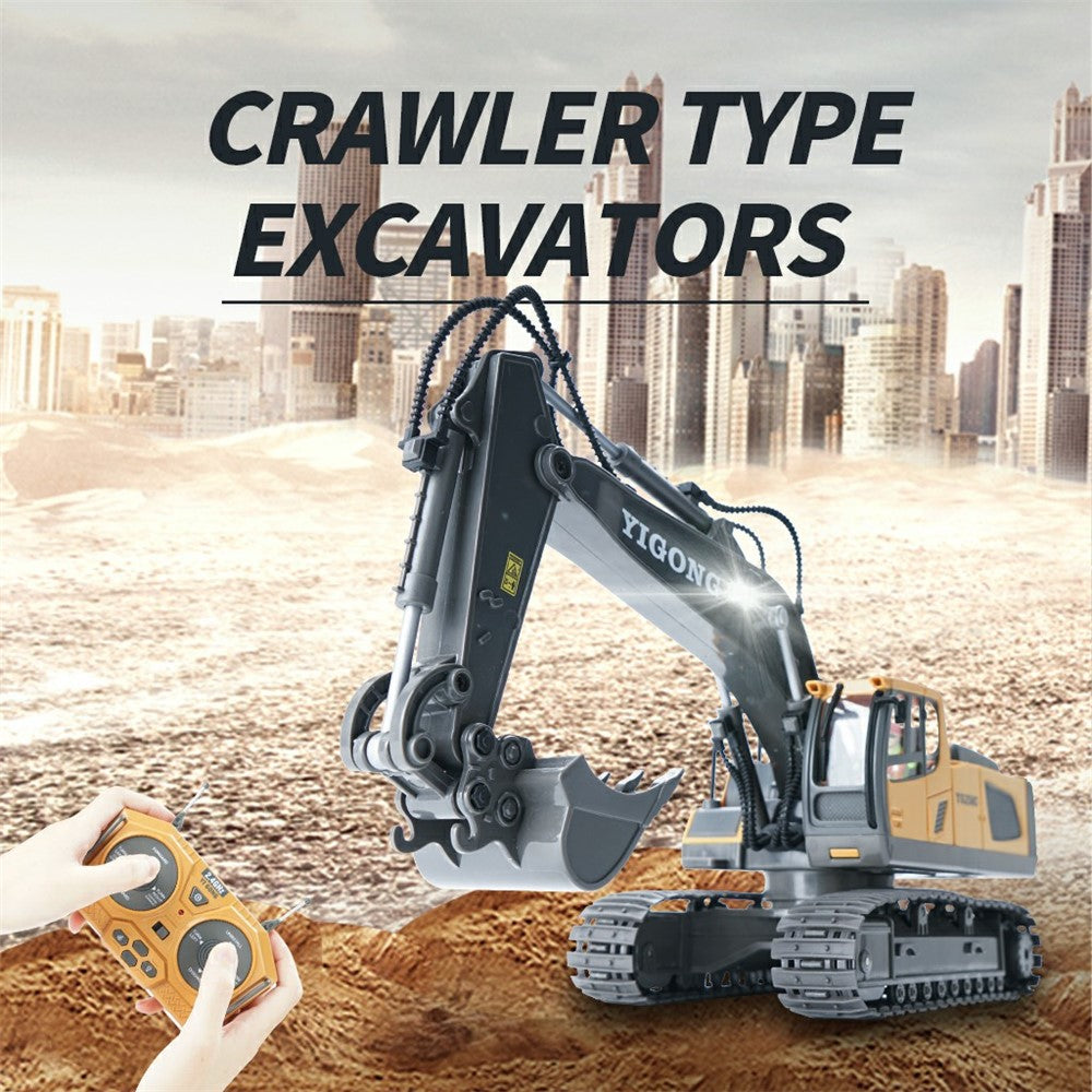 1044 2.4G Remote Control Tracked Excavator 1:20 Scale 11 Channel Construction Vehicle Toy Gift for Kids
