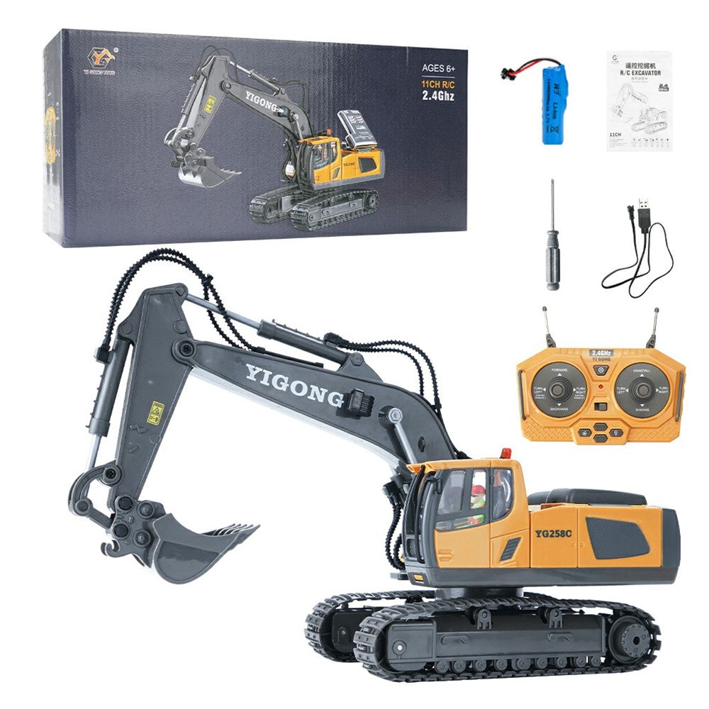 1044 2.4G Remote Control Tracked Excavator 1:20 Scale 11 Channel Construction Vehicle Toy Gift for Kids