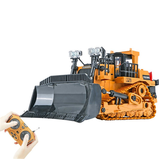 1046 2.4G Remote Control 9 Channel RC Construction Vehicle Gift 1:24 Tracked Heavy Bulldozer, 3KG Load Capacity