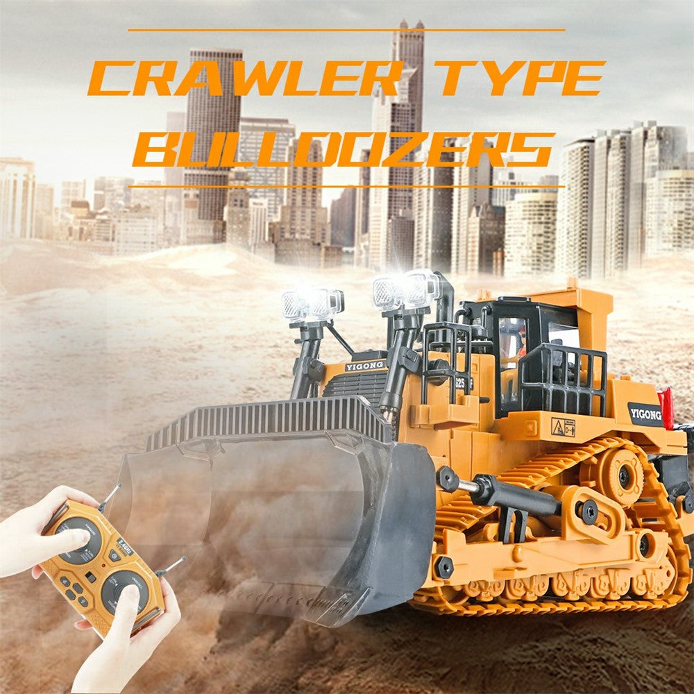 1046 2.4G Remote Control 9 Channel RC Construction Vehicle Gift 1:24 Tracked Heavy Bulldozer, 3KG Load Capacity