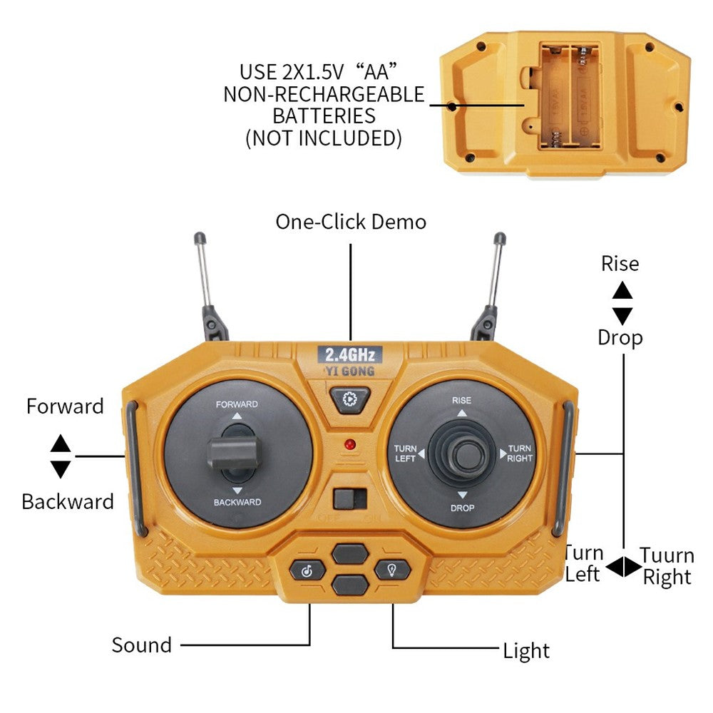 1046 2.4G Remote Control 9 Channel RC Construction Vehicle Gift 1:24 Tracked Heavy Bulldozer, 3KG Load Capacity