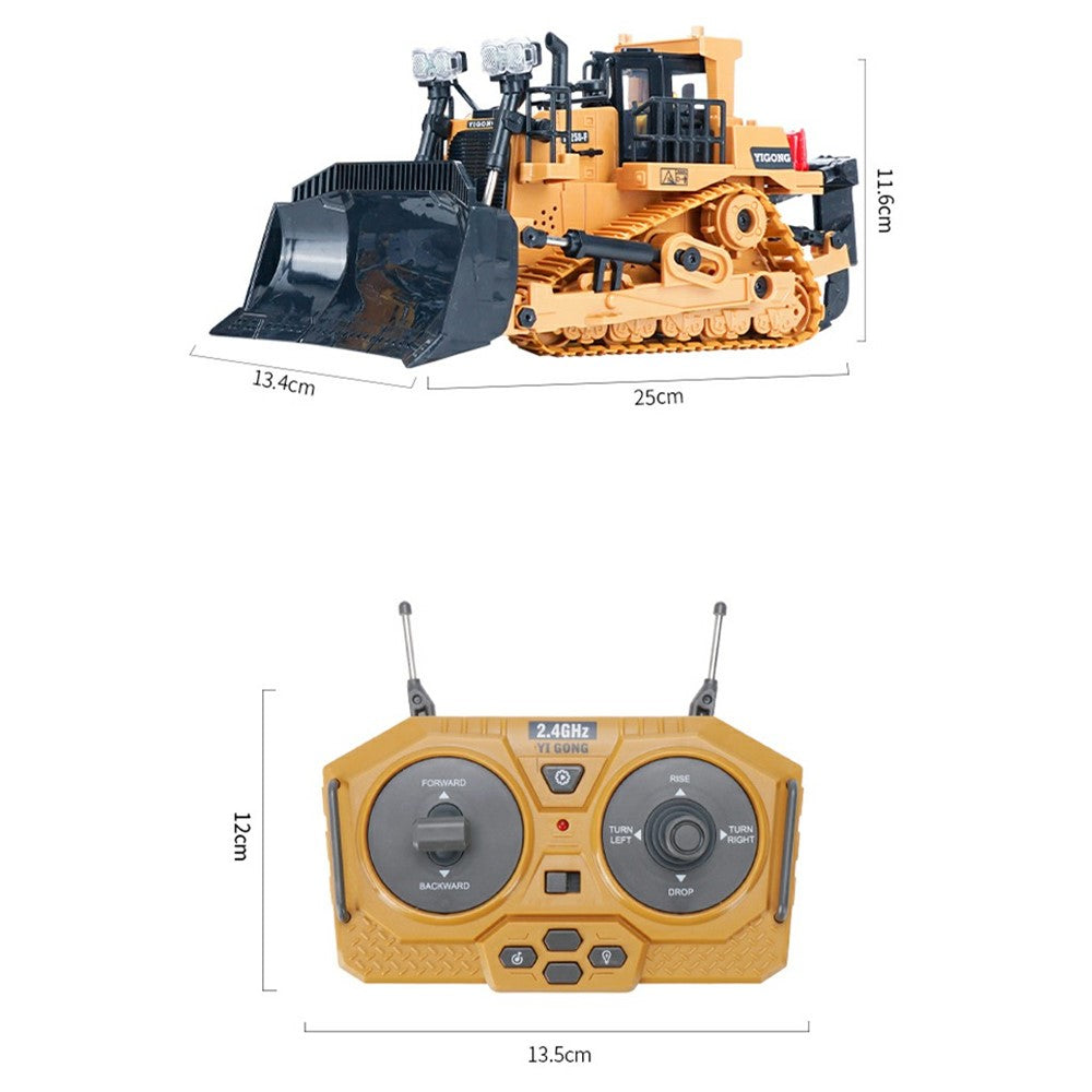 1046 2.4G Remote Control 9 Channel RC Construction Vehicle Gift 1:24 Tracked Heavy Bulldozer, 3KG Load Capacity
