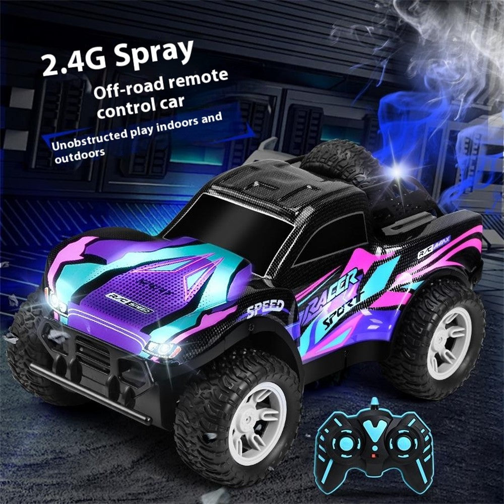 2.4G RC Pickup Truck Dual Spray Lights Sound Effects High Speed Off-Road Climbing Vehicle Toy Model