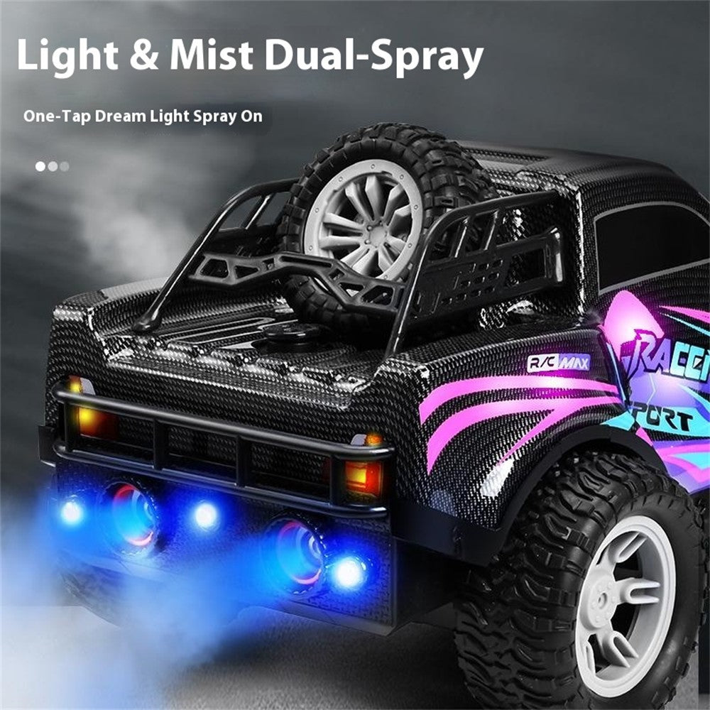 2.4G RC Pickup Truck Dual Spray Lights Sound Effects High Speed Off-Road Climbing Vehicle Toy Model
