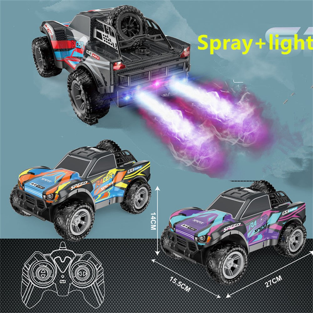 2.4G RC Pickup Truck Dual Spray Lights Sound Effects High Speed Off-Road Climbing Vehicle Toy Model