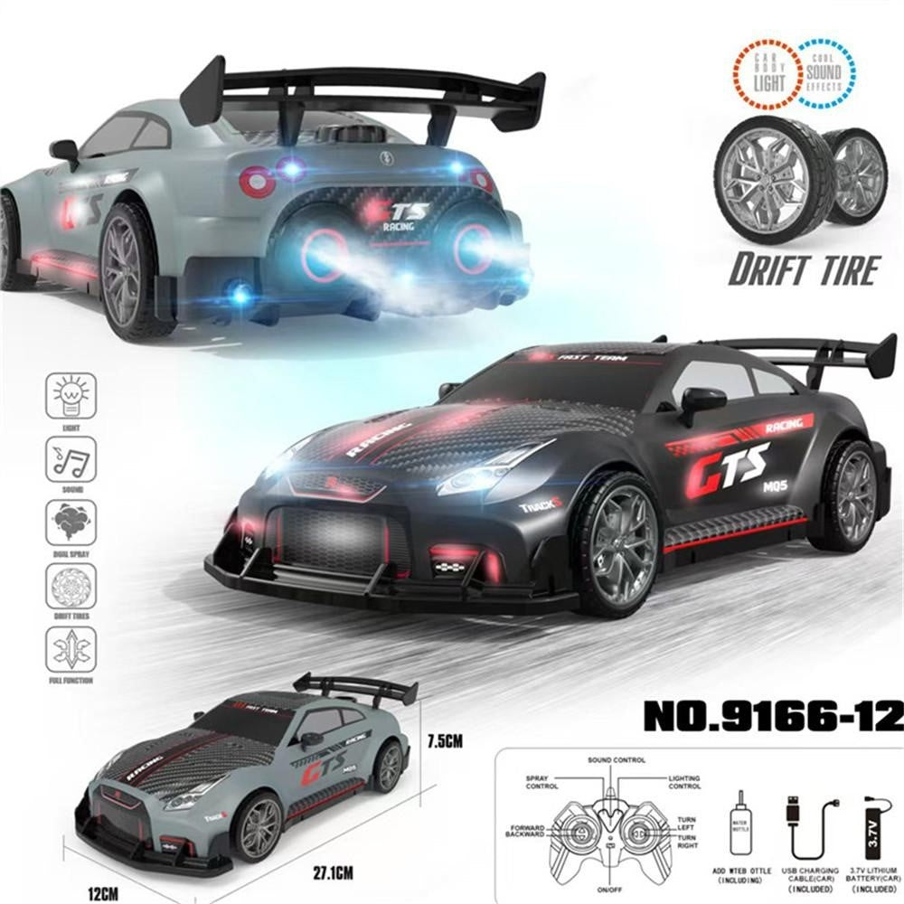 9166-12 2.4G RC Drift Car with Spray Effect High Speed Racing Vehicle Toy with Lights / Sound Effects