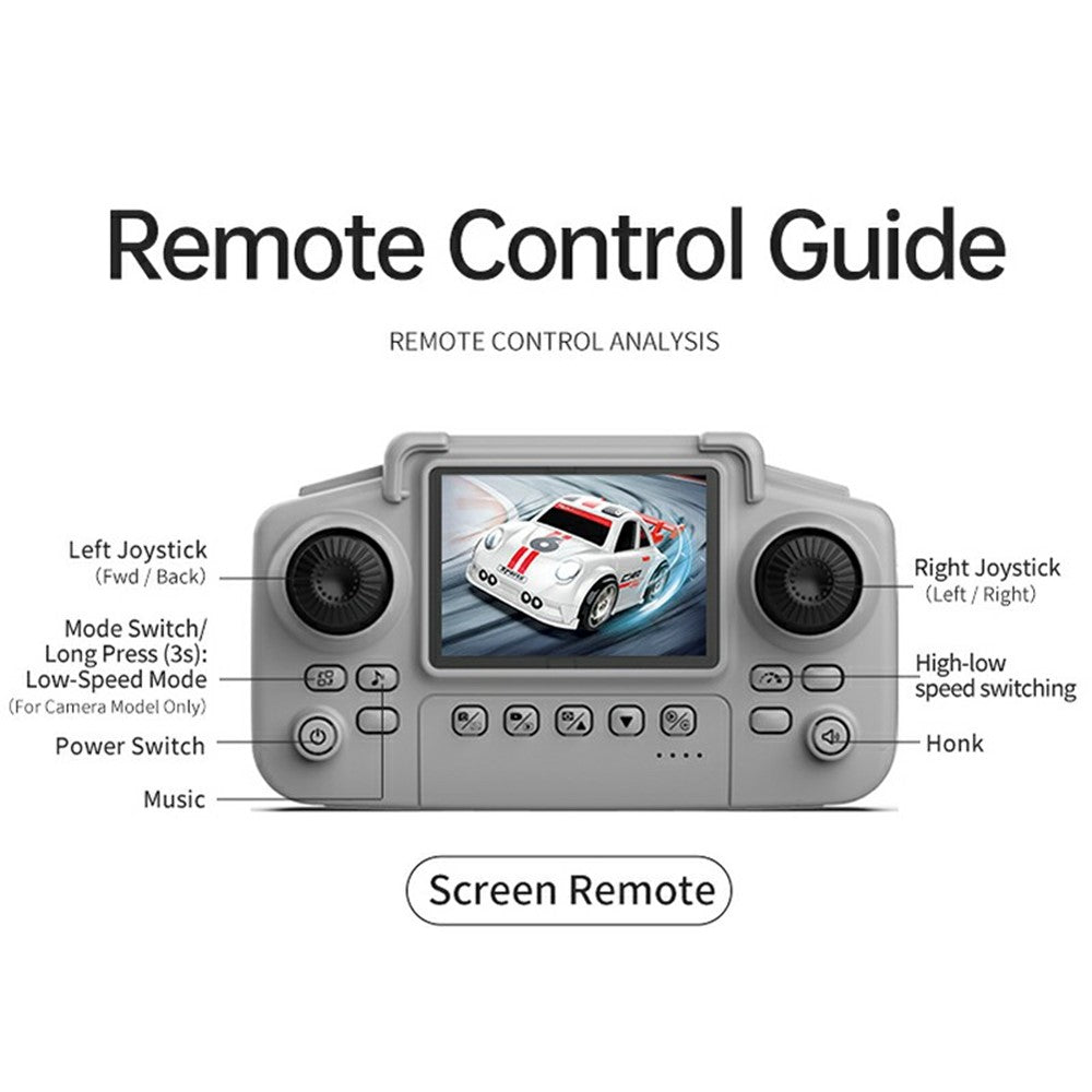 C6 Mini Cartoon RC Car Electric Vehicle Toy with Camera / 2.4 Inch Screen Controller / Music Function