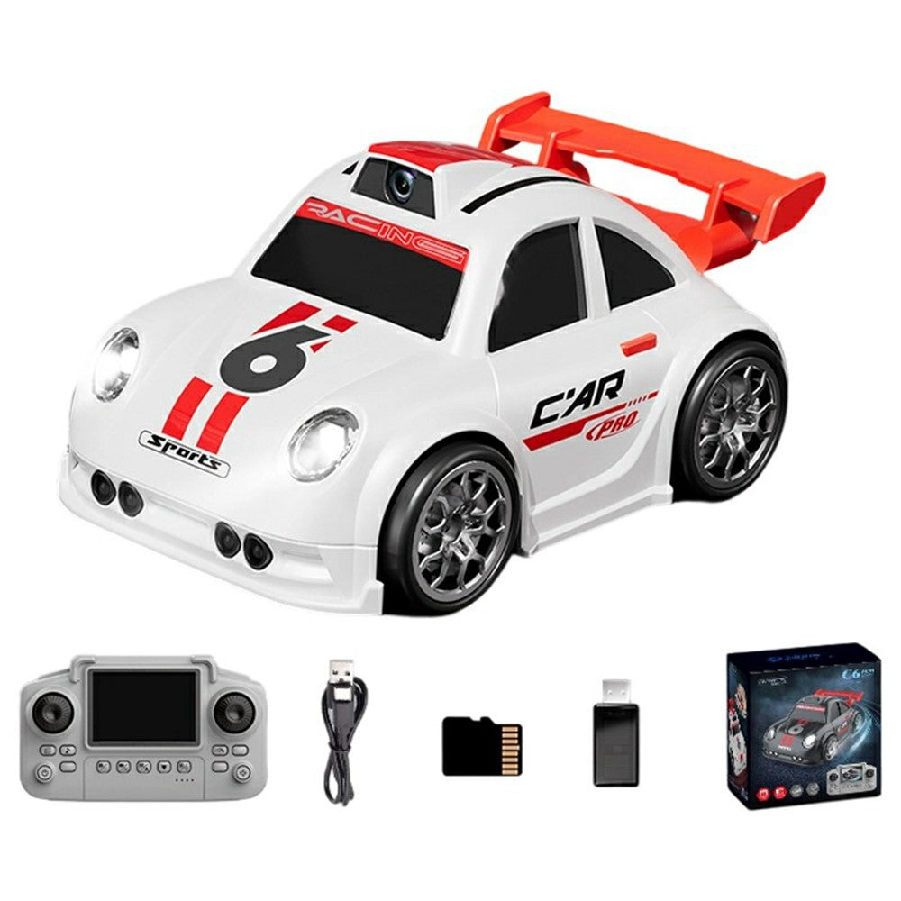 C6 Mini Cartoon RC Car Electric Vehicle Toy with Camera / 2.4 Inch Screen Controller / Music Function