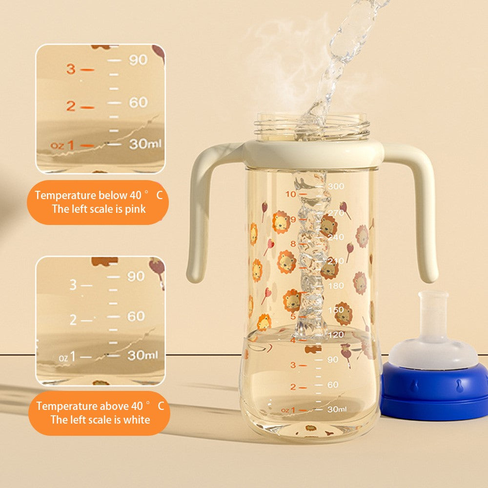 300ml Baby Bottle Temperature Control Scale Baby Feeding Silicone Teat Bottle ST (BPA-Free, NO FDA Certification)