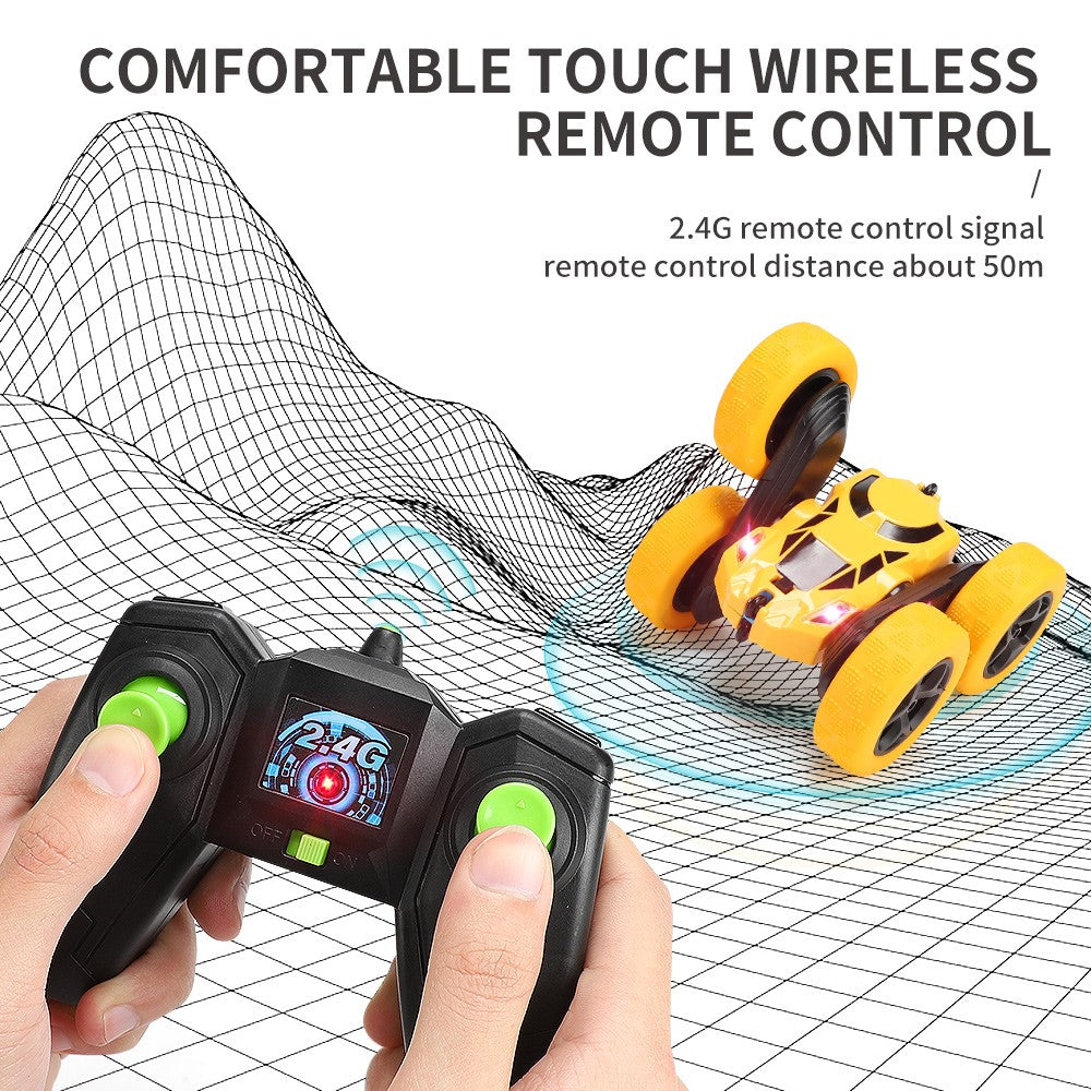 Flip Stunt Remote Control Car 7km / h High Speed RC Vehicle with LED Light Kids Toy Gift