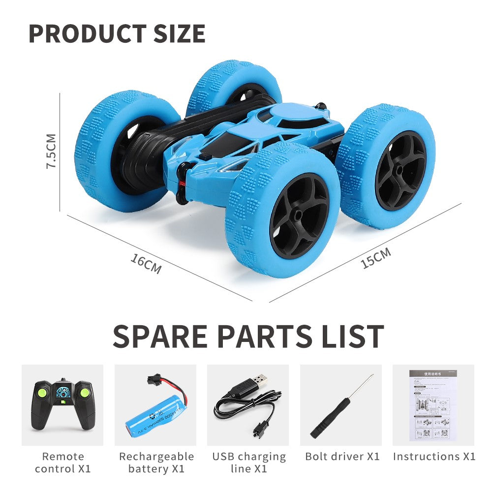 Flip Stunt Remote Control Car 7km / h High Speed RC Vehicle with LED Light Kids Toy Gift