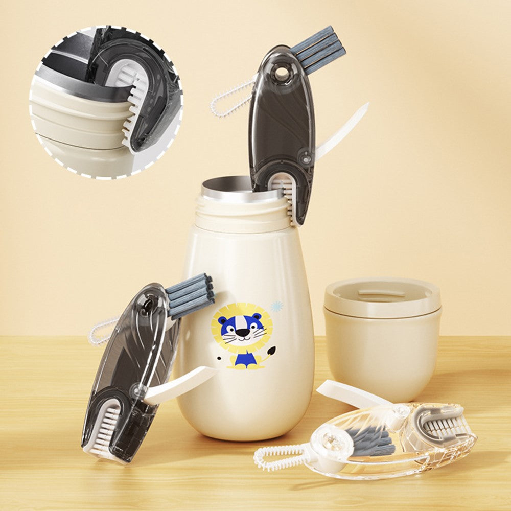 U-Shape 4-in-1 Multifunctional Cup Lid Brush Crevice Cleaning Brush Portable Feeding Bottle Brush