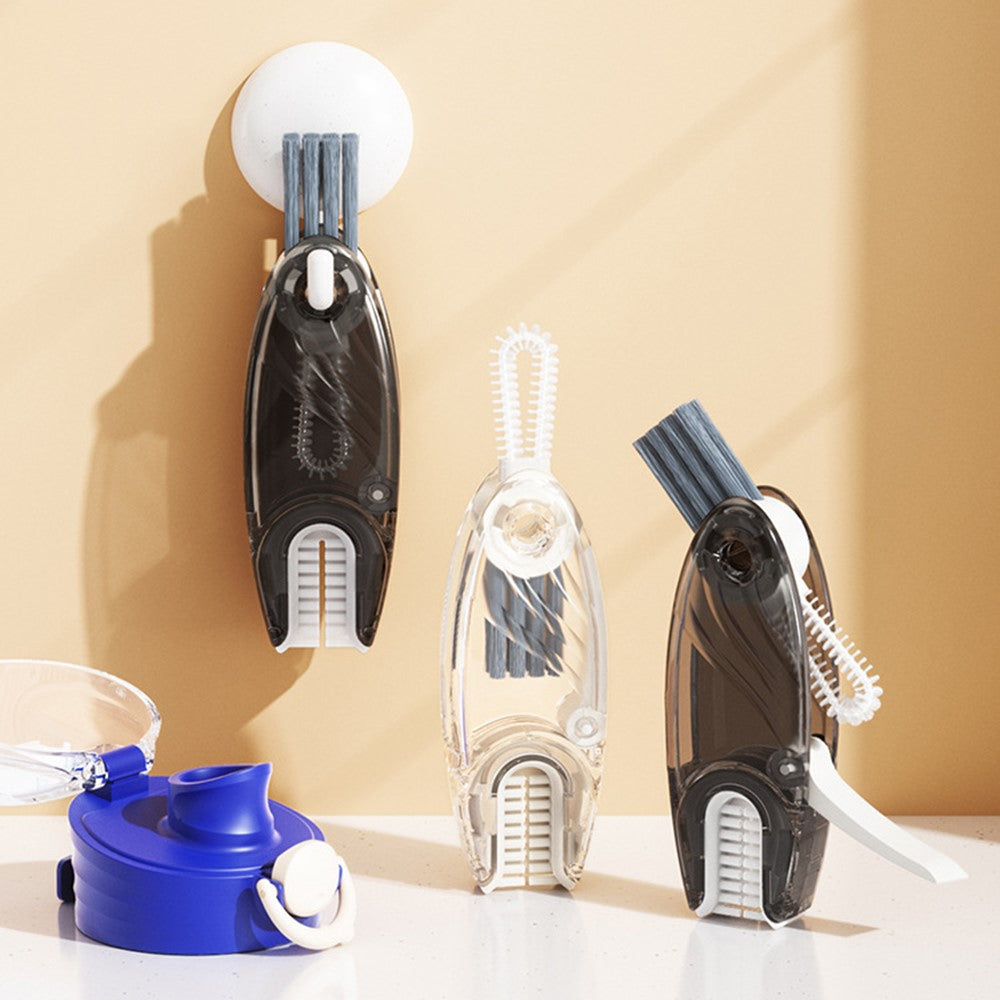 U-Shape 4-in-1 Multifunctional Cup Lid Brush Crevice Cleaning Brush Portable Feeding Bottle Brush