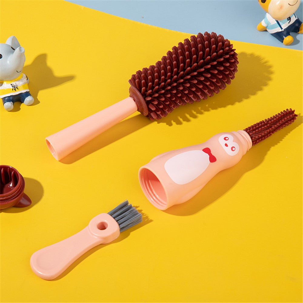 4 in 1 Food Grade Silicone Bottle Brush Baby Pacifier Cup Nipple Cartoon Cleaning Brush ST