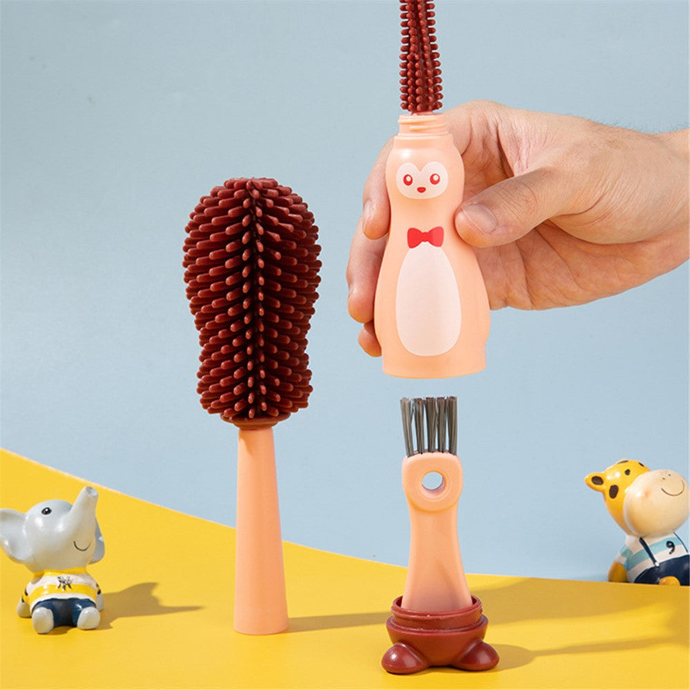 4 in 1 Food Grade Silicone Bottle Brush Baby Pacifier Cup Nipple Cartoon Cleaning Brush ST