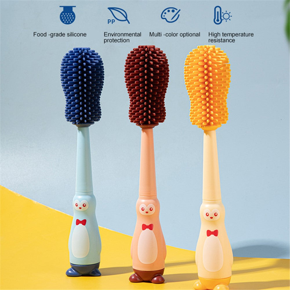 4 in 1 Food Grade Silicone Bottle Brush Baby Pacifier Cup Nipple Cartoon Cleaning Brush ST