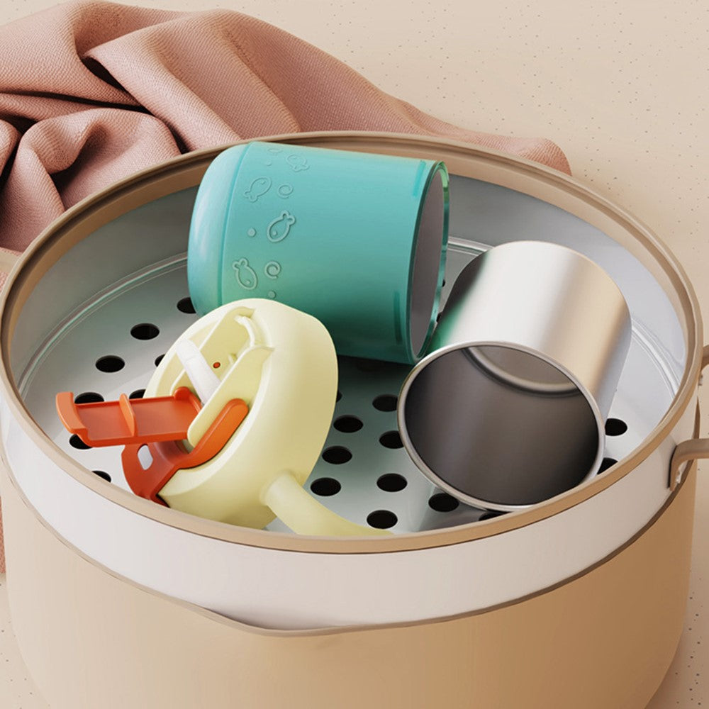 JIAYI BABY Scale Design Kids Learning Drinking Cup Stainless Steel+PP Drinking Bottle with Silicone Straw (BPA-Free, No FDA Certified)