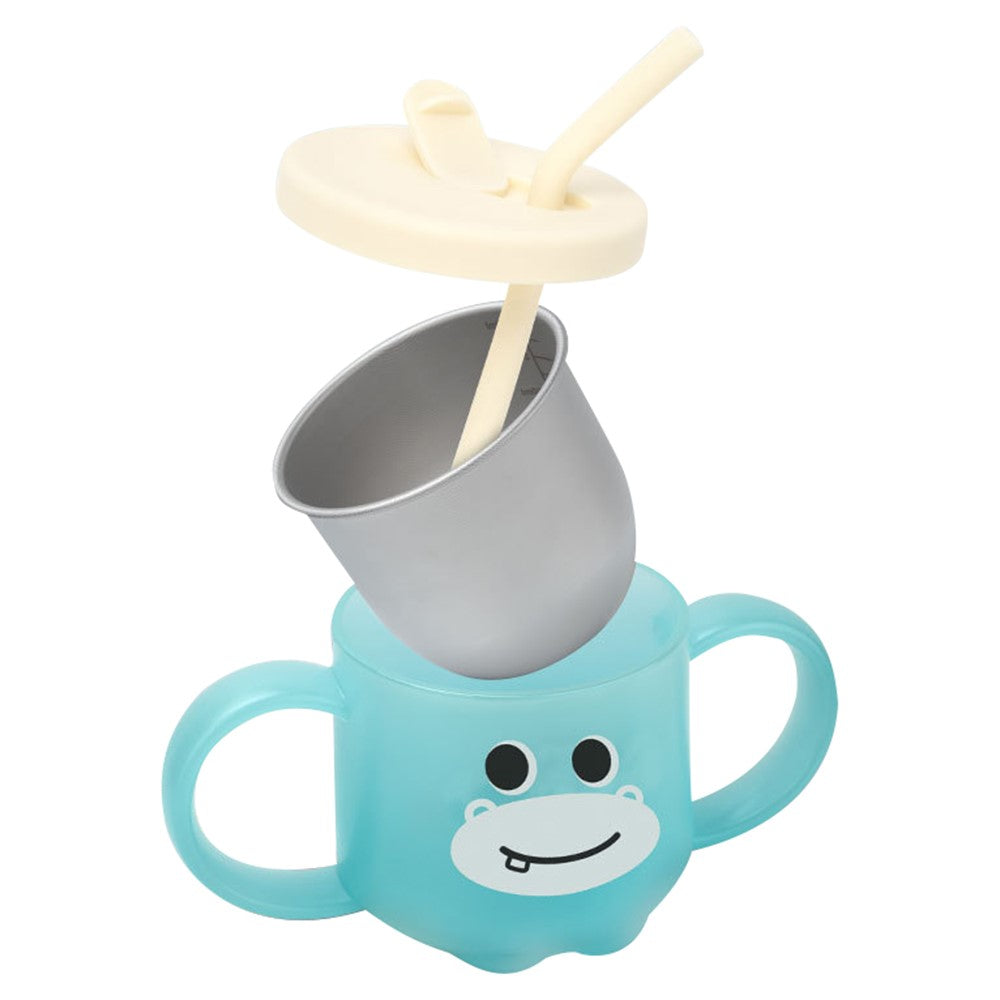 Scale Design Stainless Steel Toddler Cup Temperature-sensing Kids Milk Mug with Lid and Straw (BPA-Free, No FDA Certified)