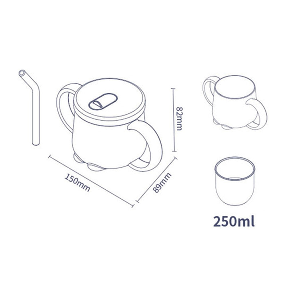 Scale Design Stainless Steel Toddler Cup Temperature-sensing Kids Milk Mug with Lid and Straw (BPA-Free, No FDA Certified)