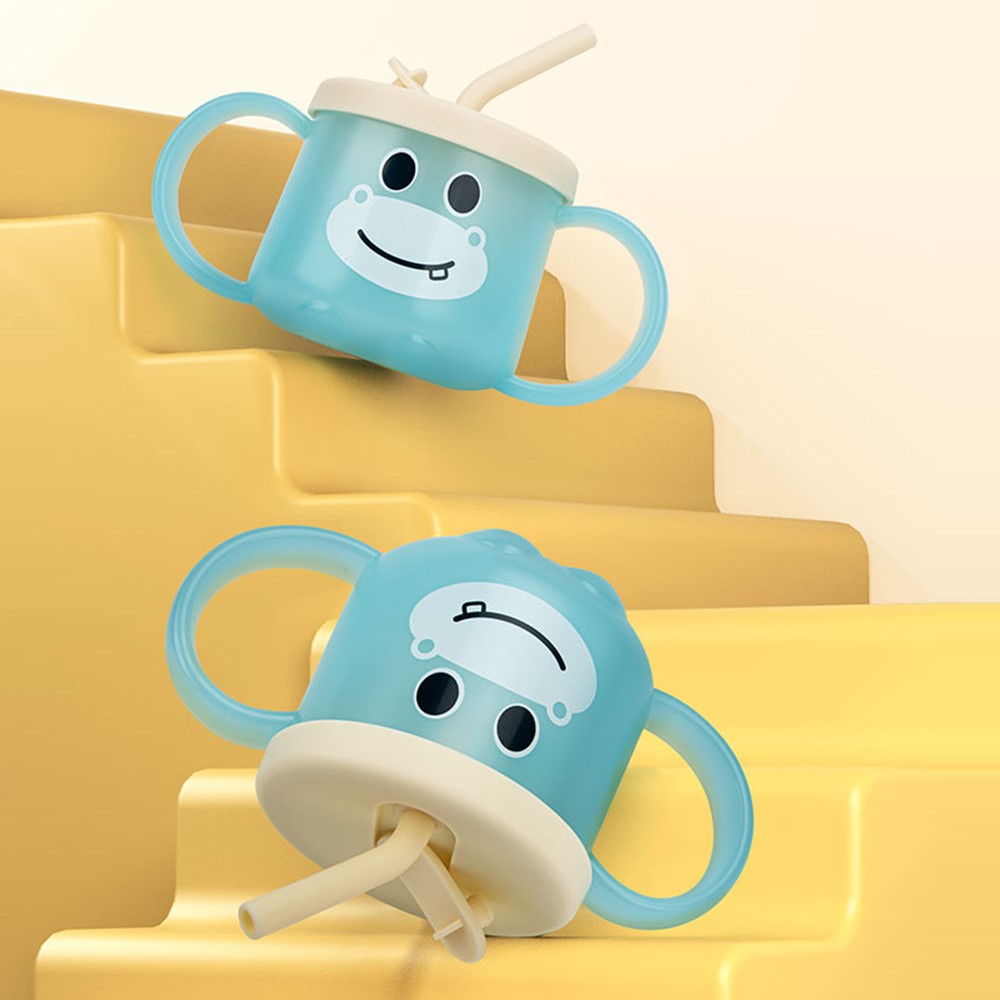 Scale Design Stainless Steel Toddler Cup Temperature-sensing Kids Milk Mug with Lid and Straw (BPA-Free, No FDA Certified)