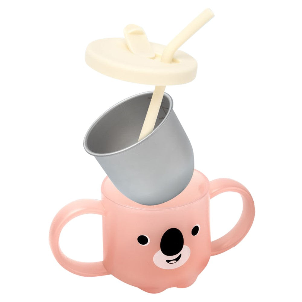 Scale Design Stainless Steel Toddler Cup Temperature-sensing Kids Milk Mug with Lid and Straw (BPA-Free, No FDA Certified)