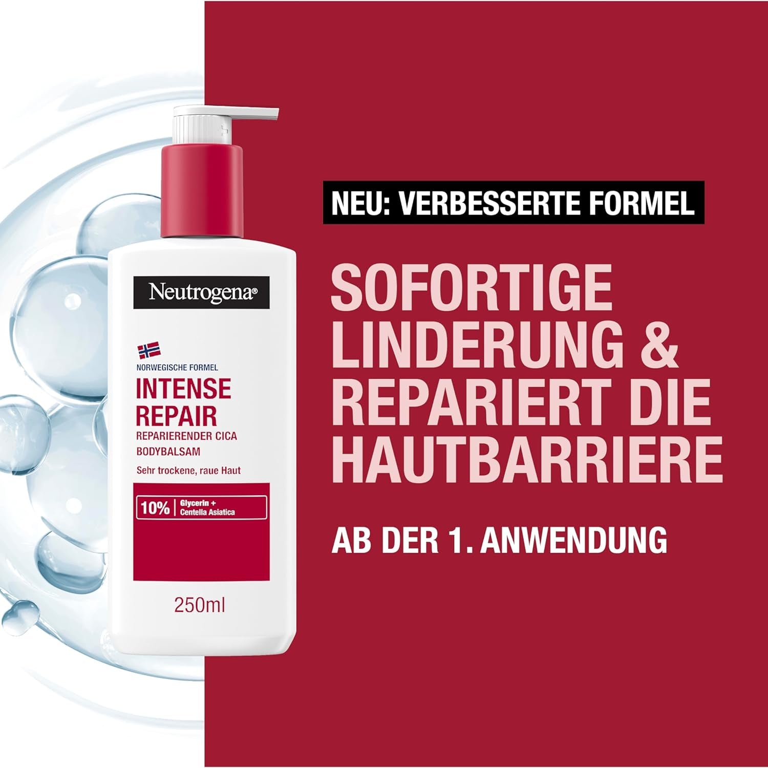 Neutrogena Norwegian Formula Intense Repair Repairing CICA Body Balm 250Ml Body Lotion for Instant Relief and More Moisture for Very Dry, Rough Skin