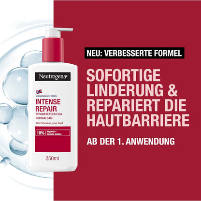 Neutrogena Norwegian Formula Intense Repair Repairing CICA Body Balm 250Ml Body Lotion for Instant Relief and More Moisture for Very Dry, Rough Skin
