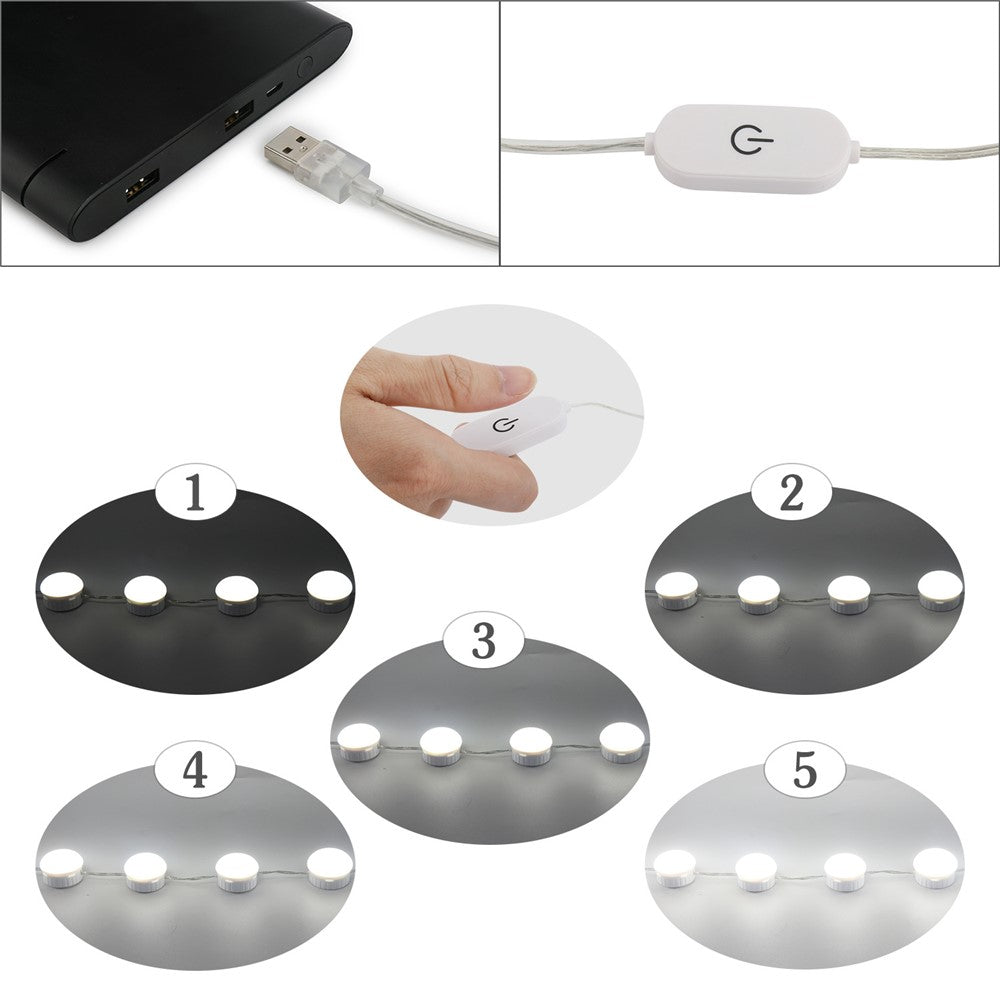 10-LED Mirror Dimmable Light Bulb Kit Vanity USB Makeup Mirror Light