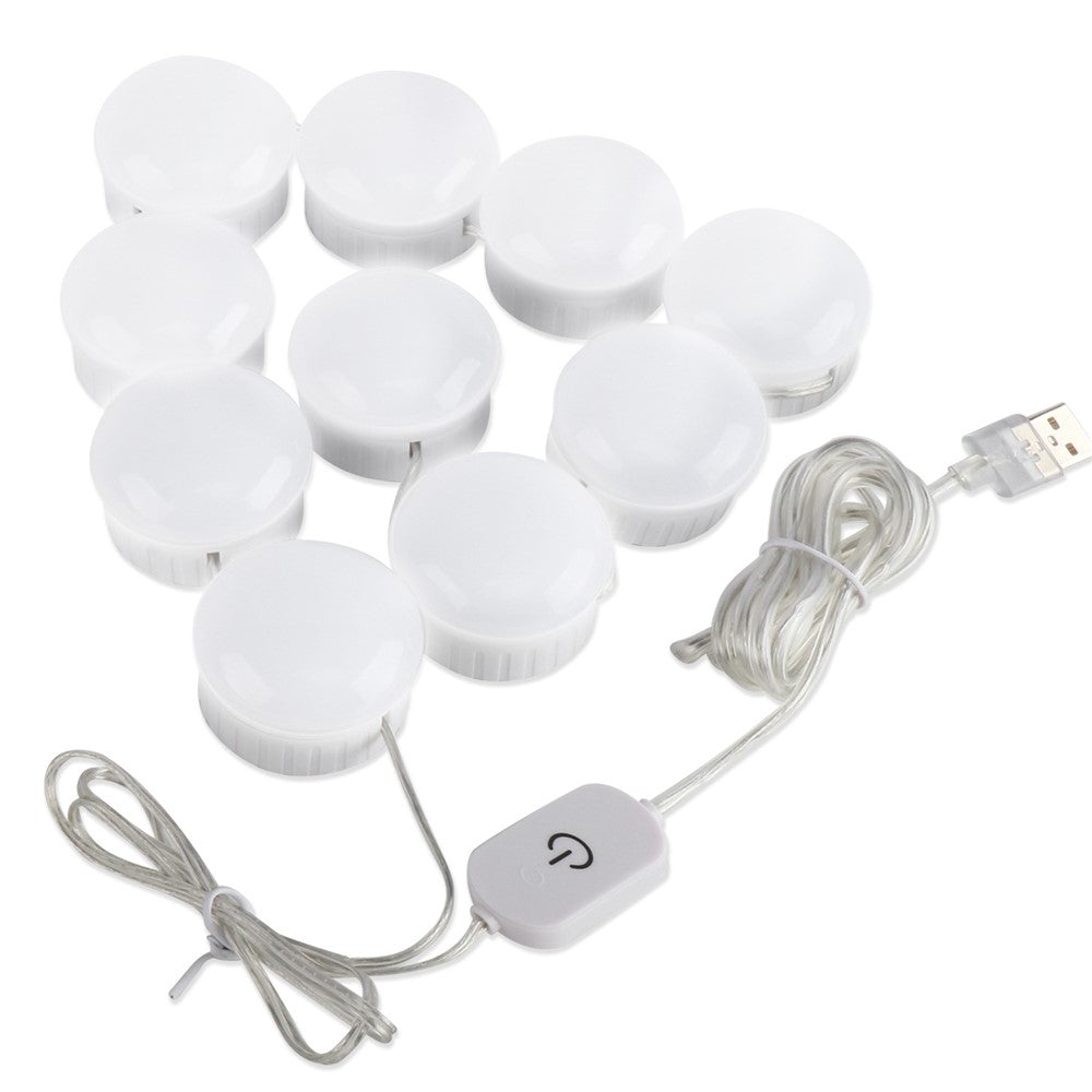 10-LED Mirror Dimmable Light Bulb Kit Vanity USB Makeup Mirror Light