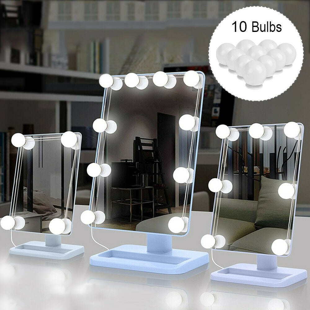 10-LED Mirror Dimmable Light Bulb Kit Vanity USB Makeup Mirror Light